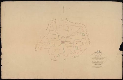 Tableau d'assemblage du plan cadastral parcellaire de la commune d'Intréville, Canton de Janville, Arrondissement de Chartres / Terminé sur le terrain en 1839 (...) par Monsieur Démoulin, Géomètre de 1ère classe.