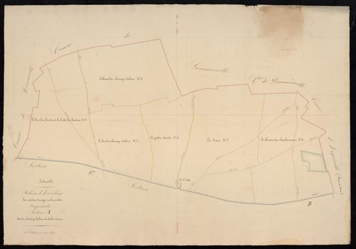 Tableau d'assemblage des cantons, triages ou lieux-dits composant la section A, les Champs Dolan et la Croix.