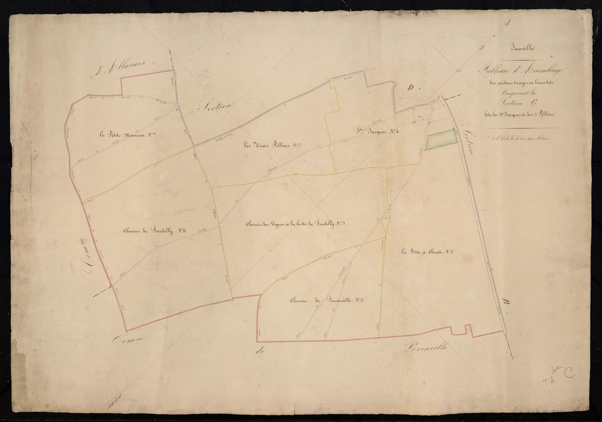 Tableau d'assemblage composant la section C, Saint-Jacques et les Trois Piliers.