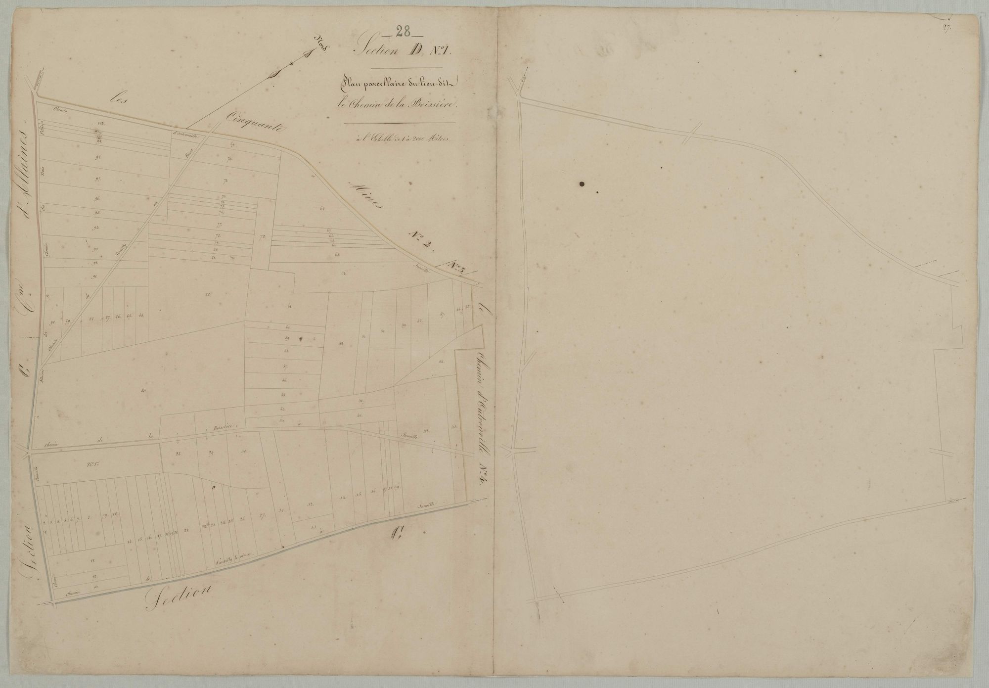 Section D, feuille 1, le Chemin de la Boissière.