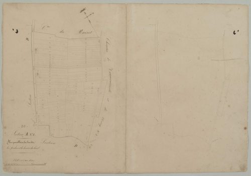 Section A, feuille 1, les Moulins et le Chemin du Bouel.