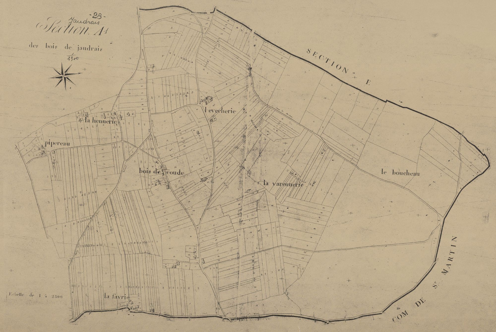 Section A, les Bois de Jaudrais, feuille 1.