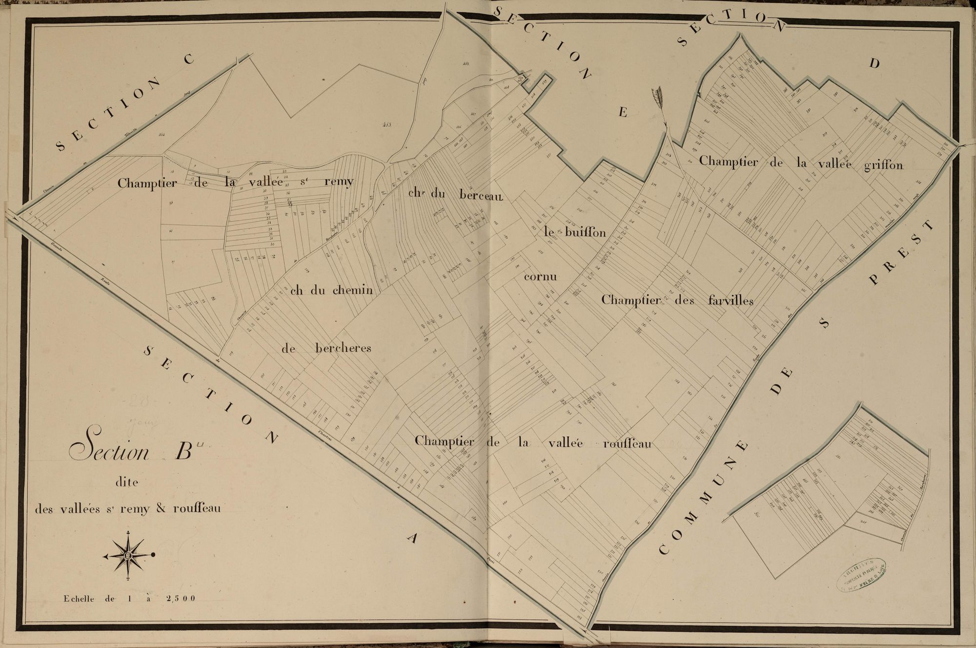 Section B, les Vallées Saint-Rémy et Rousseau, en une feuille.