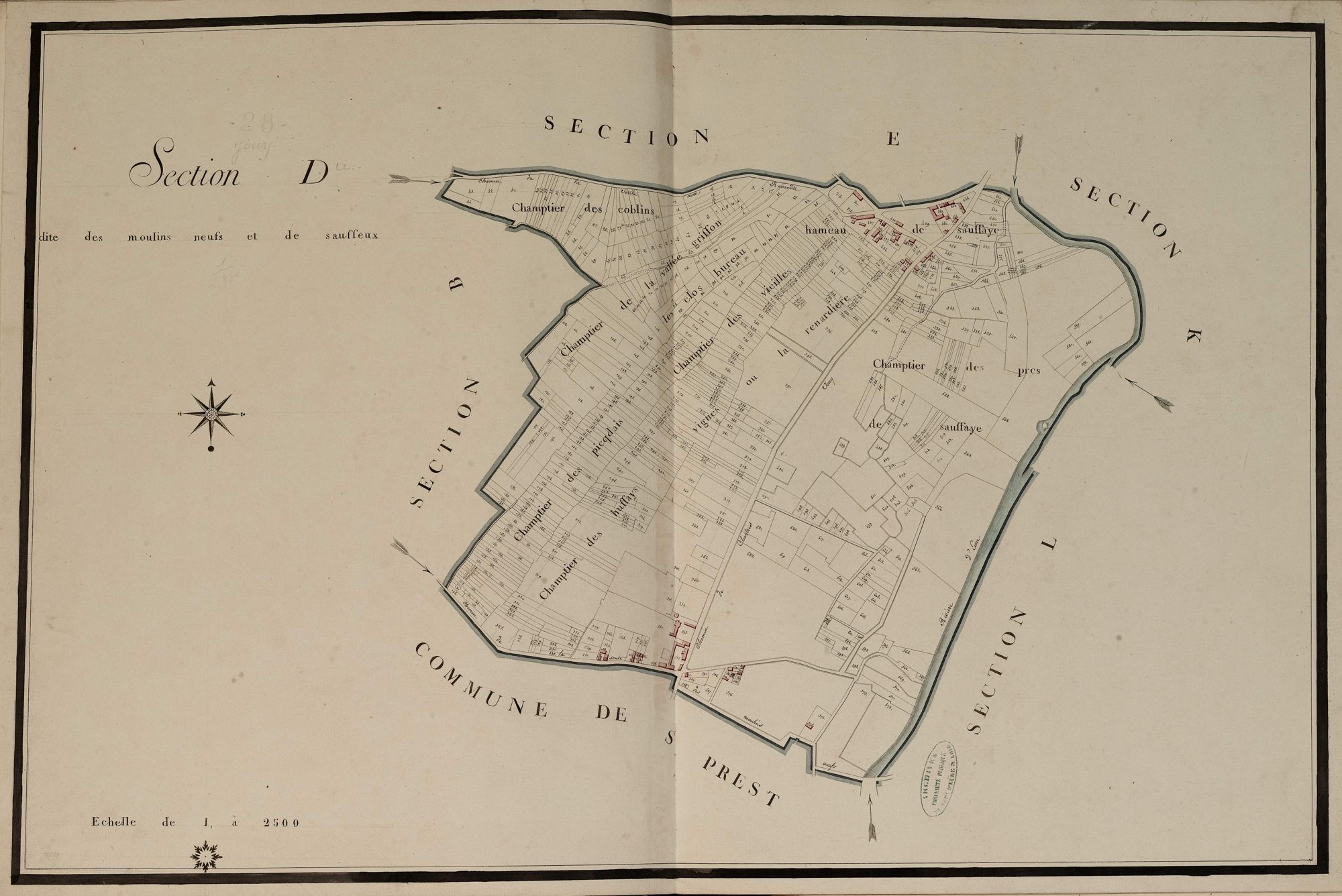 Section D, les Moulins Neufs et Sausseux, en une feuille.