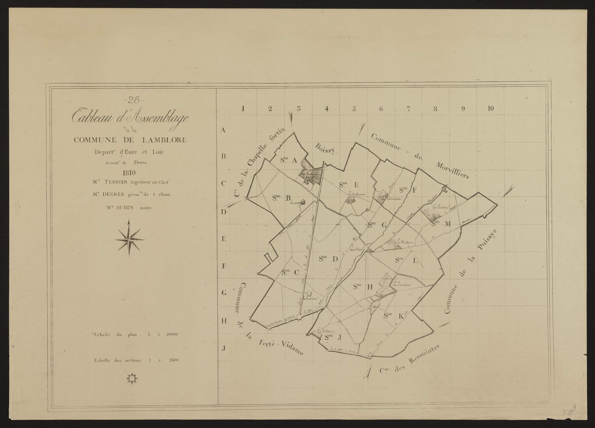 Tableau d'assemblage du plan parcellaire.