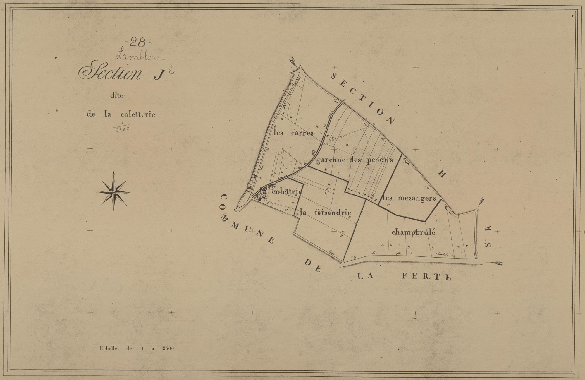 Section J, la Coletterie, en une feuille.