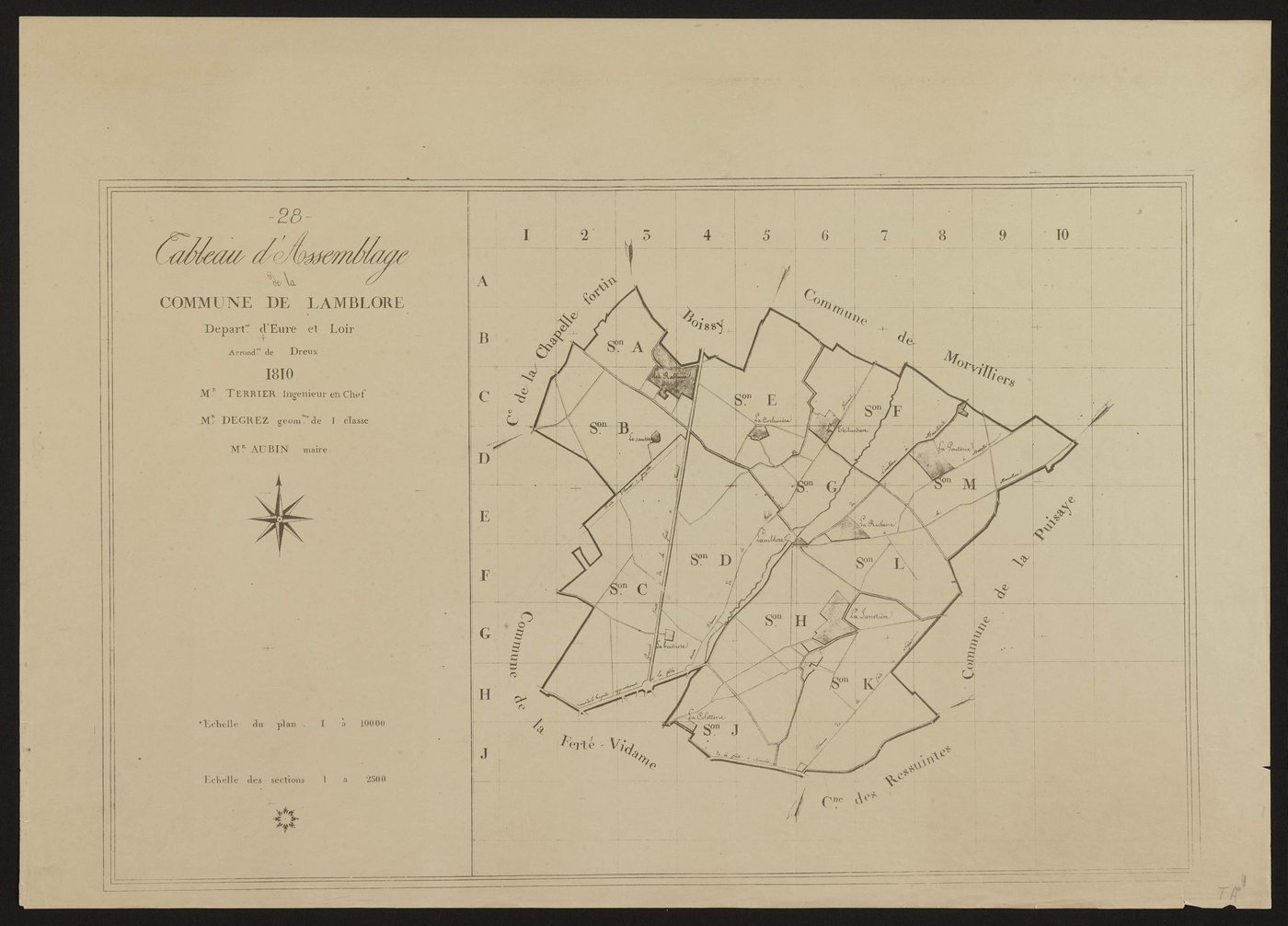 Tableau d'assemblage du plan parcellaire.