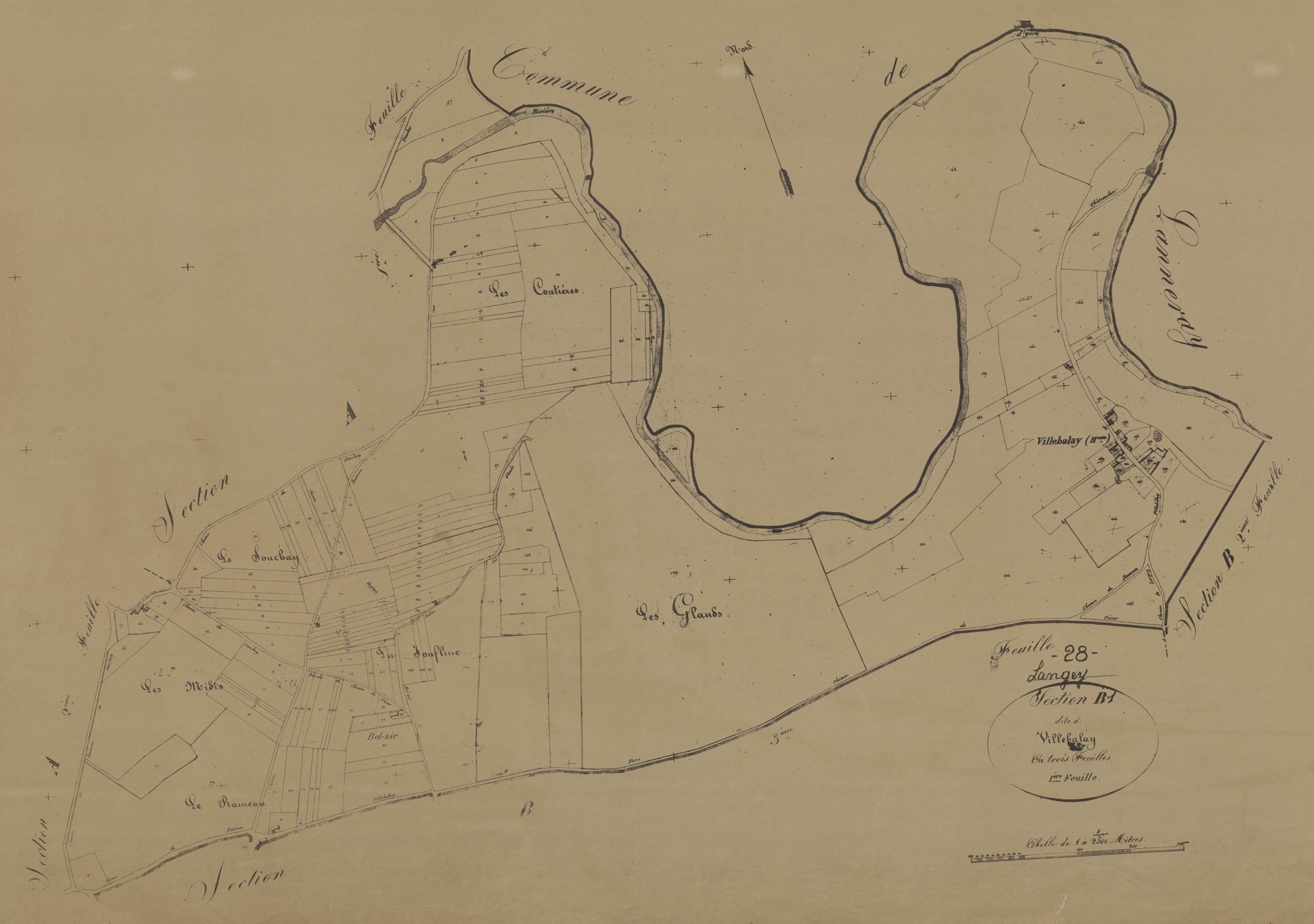 Section B, Villebalay, feuille 1.