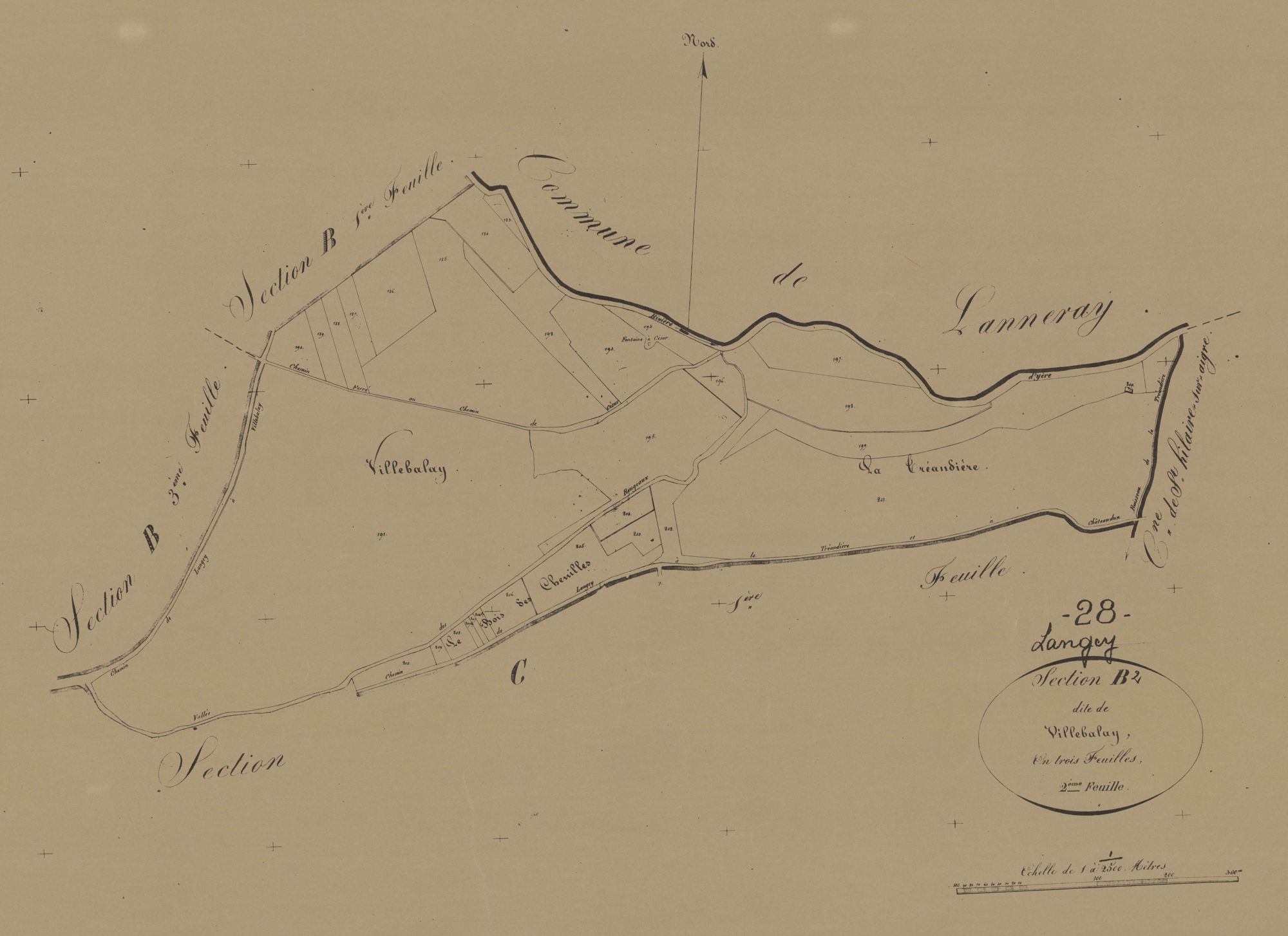Section B, Villebalay, feuille 2.