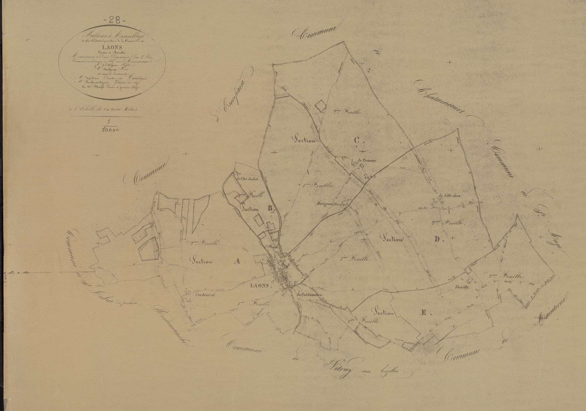 Tableau d'assemblage du plan parcellaire.