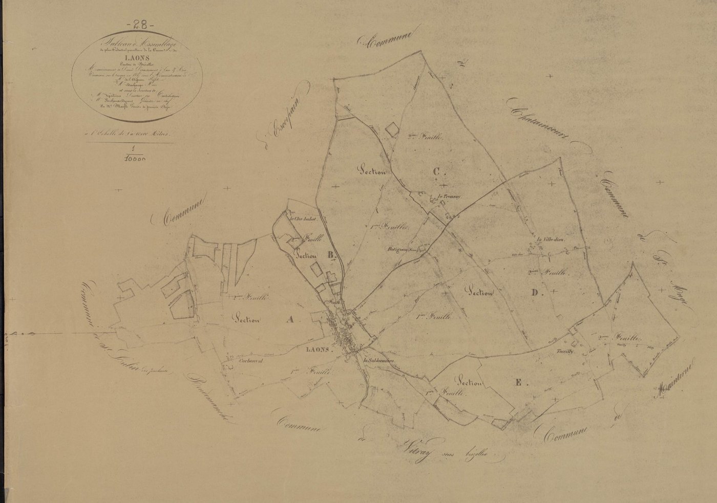 Tableau d'assemblage du plan parcellaire.