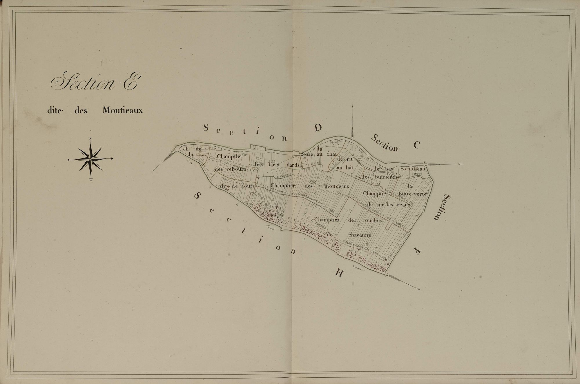 Section E, les Moutieaux, en une feuille.