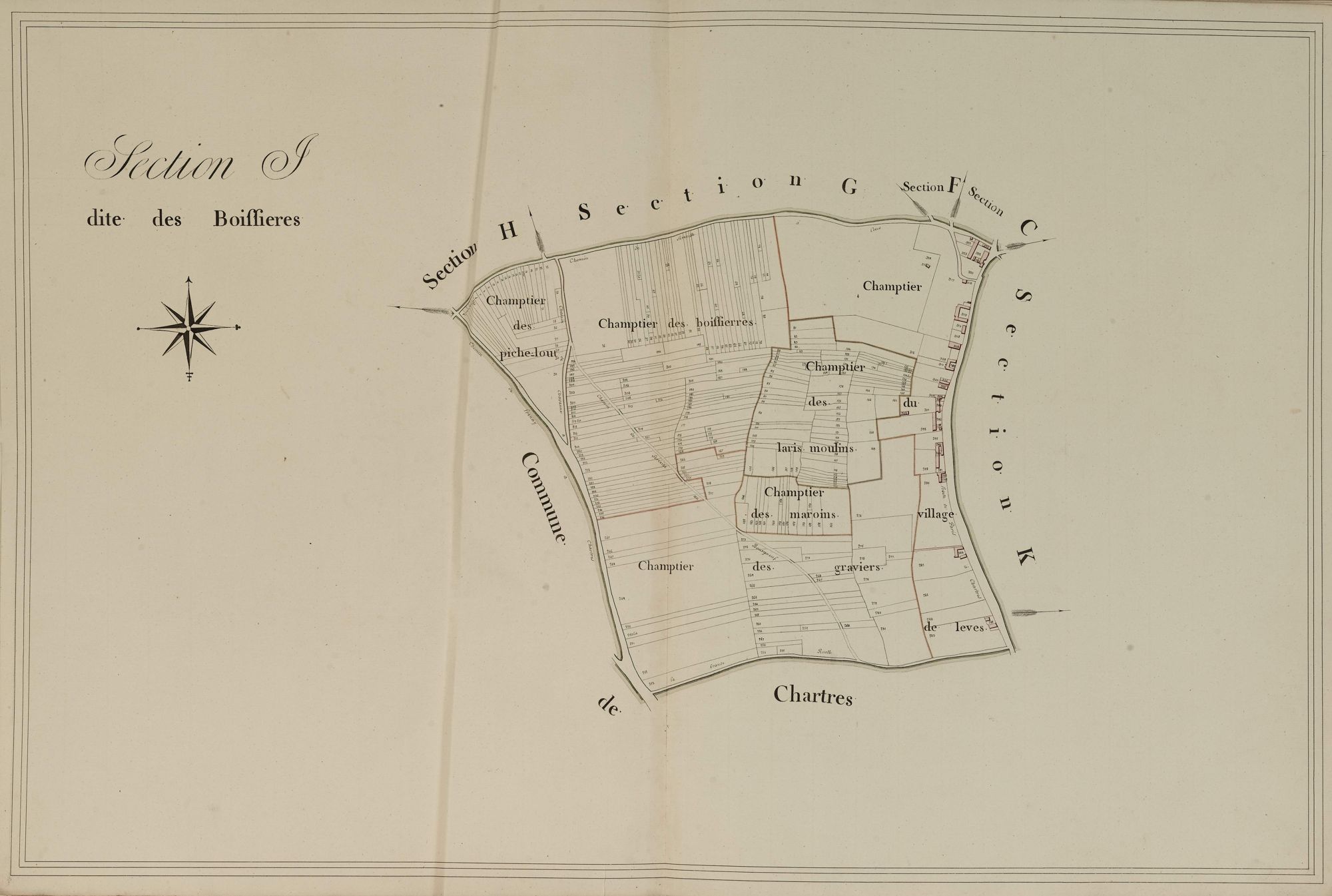 Section J, les Boissières, en une feuille.