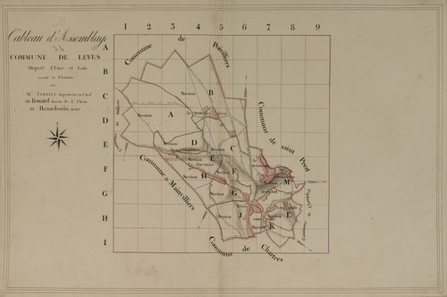 Tableau d'assemblage du plan parcellaire de la commune de Lèves, Arrondissement de Chartres / Terminé sur le terrain en 1809 (...) par Monsieur Fessard, Géomètre de 1ère classe.