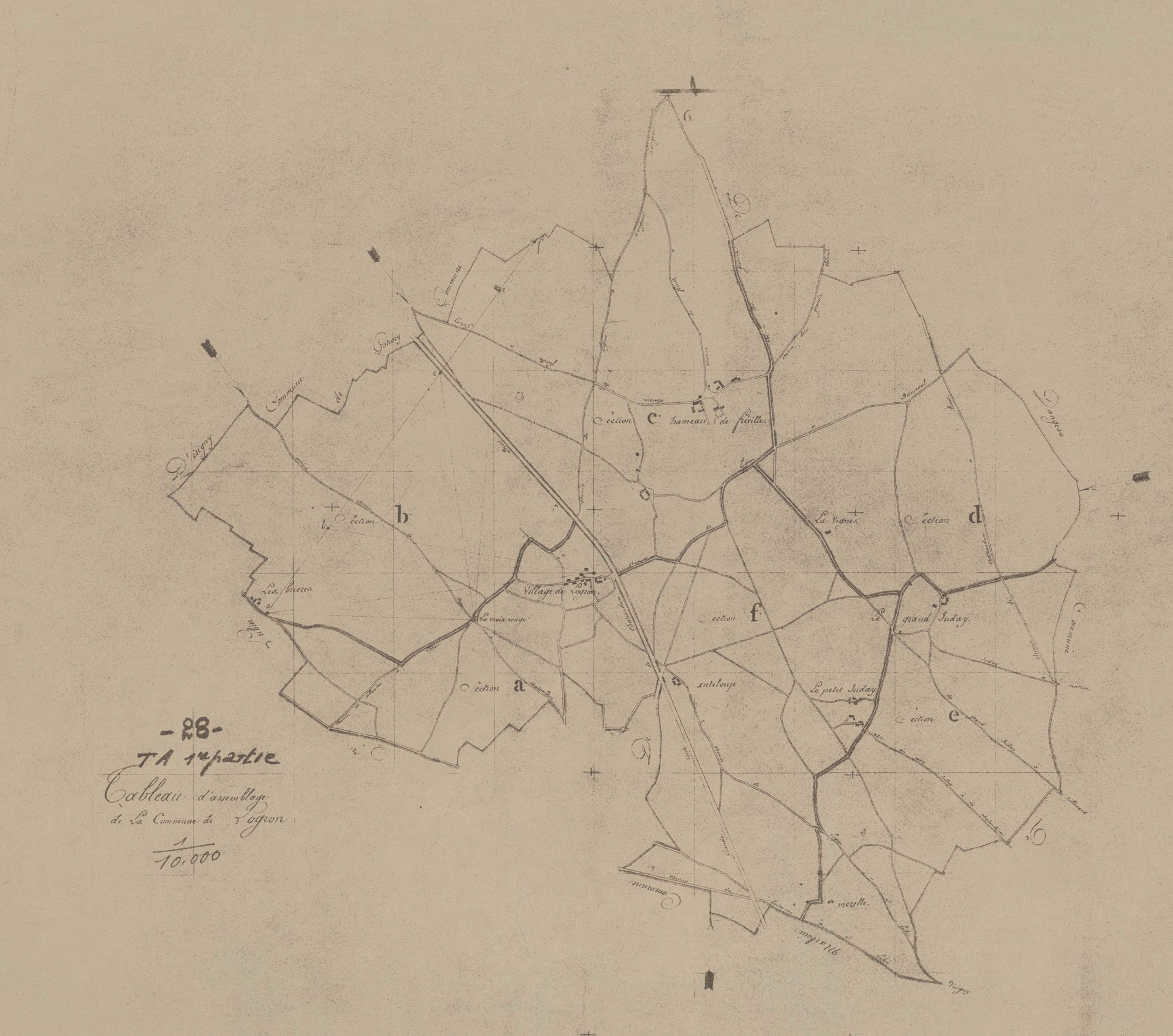Tableau d'assemblage du plan parcellaire, 1ère partie.