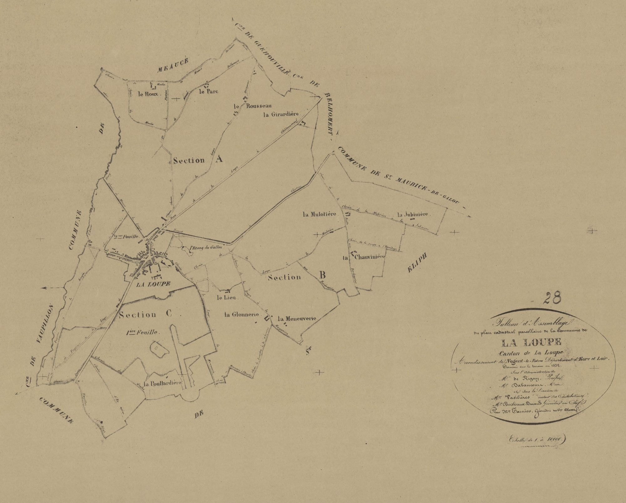 Tableau d'assemblage du plan parcellaire.