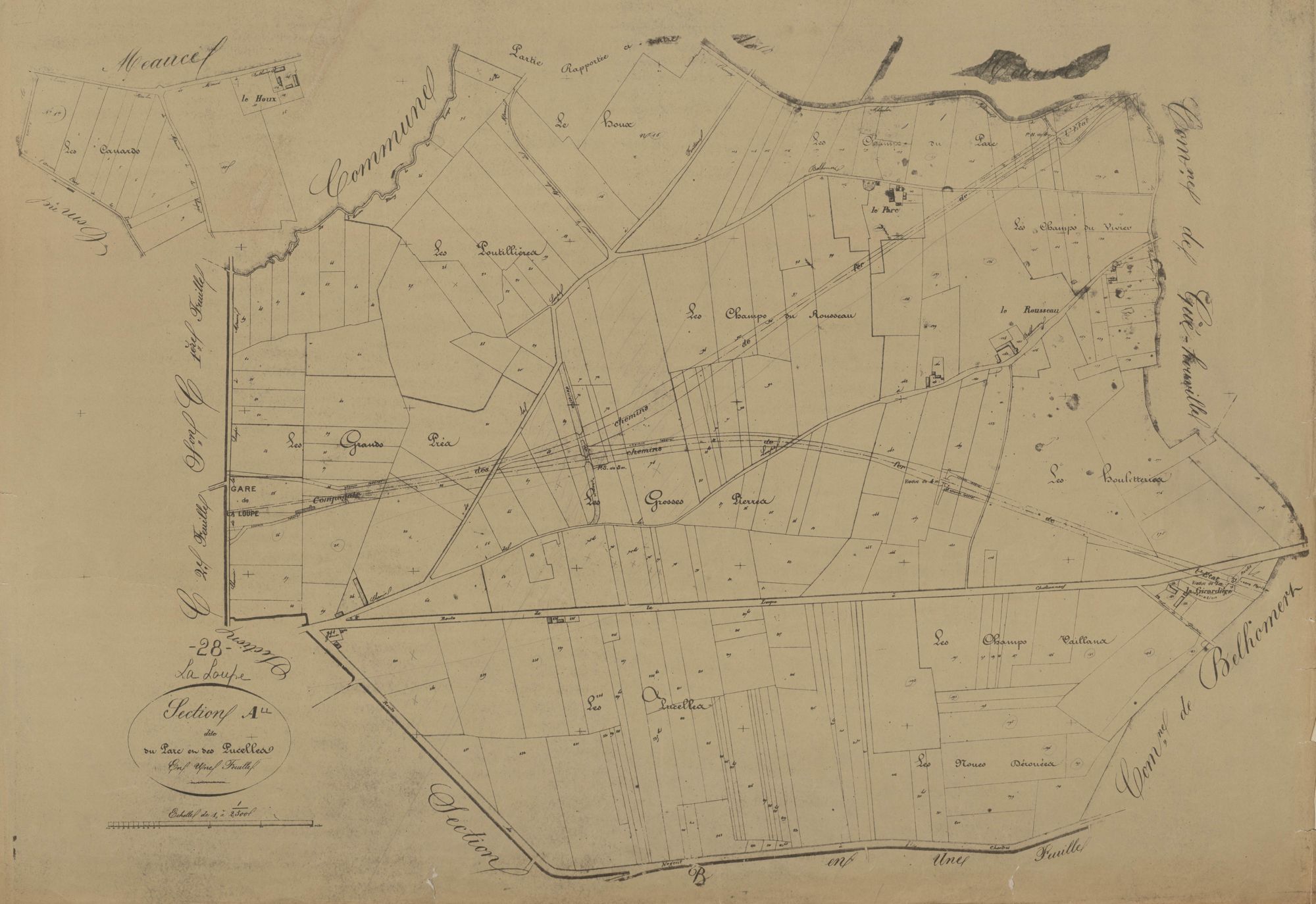 Section A, le Parc et les Pucelles, en une feuille.