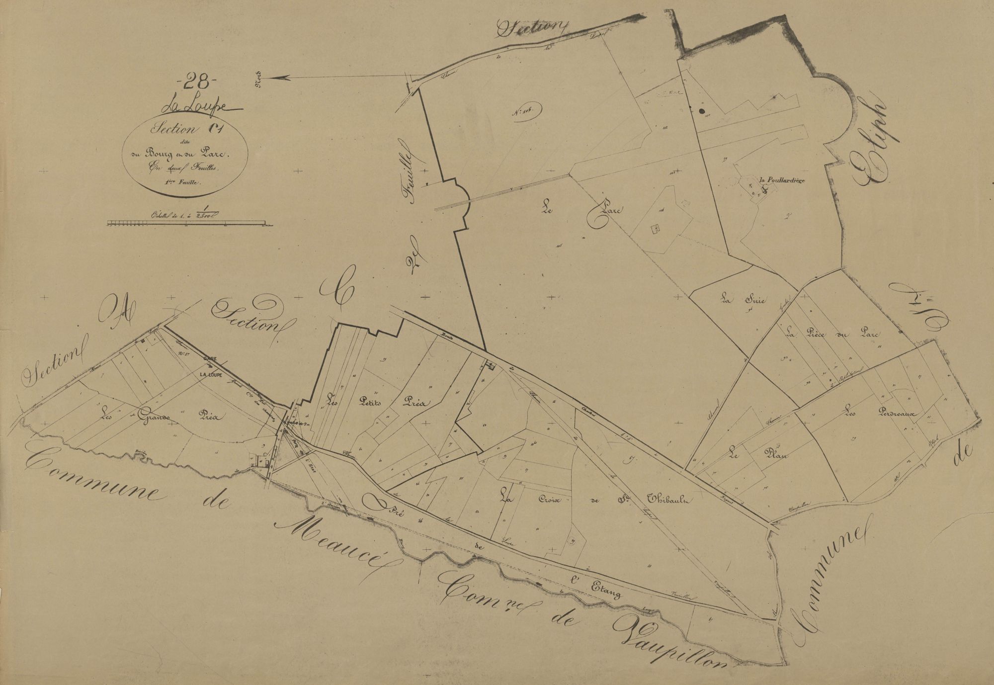 Section C, le Bourg et le Parc, feuille 1.