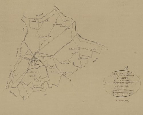 Tableau d'assemblage du plan parcellaire.