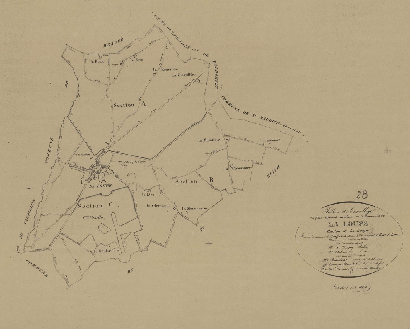 Tableau d'assemblage du plan parcellaire.