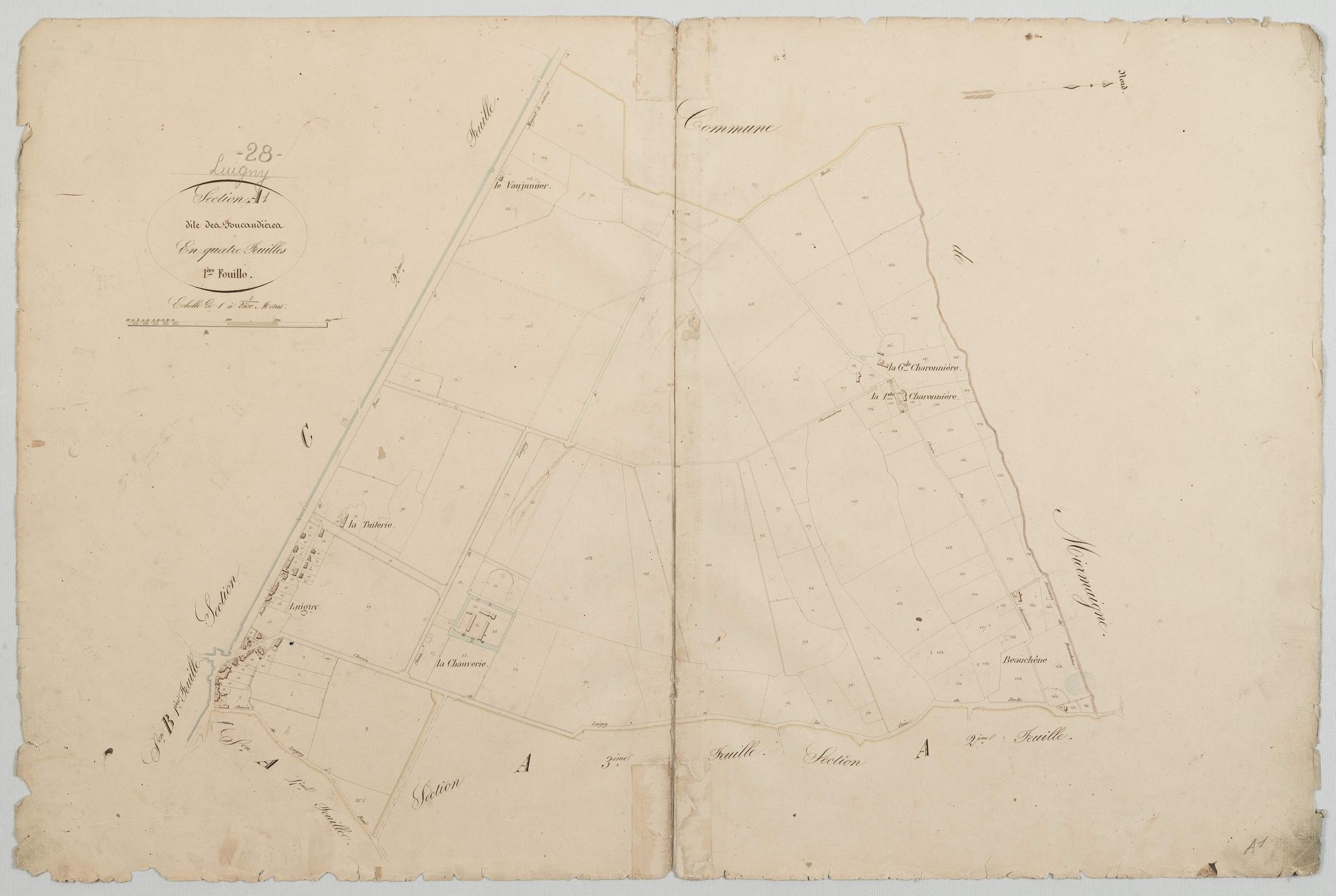 Section A, les Foucaudières, feuille 1.
