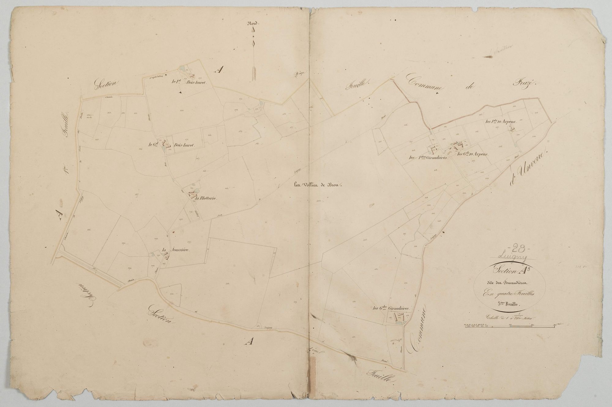 Section A, les Foucaudières, feuille 3.