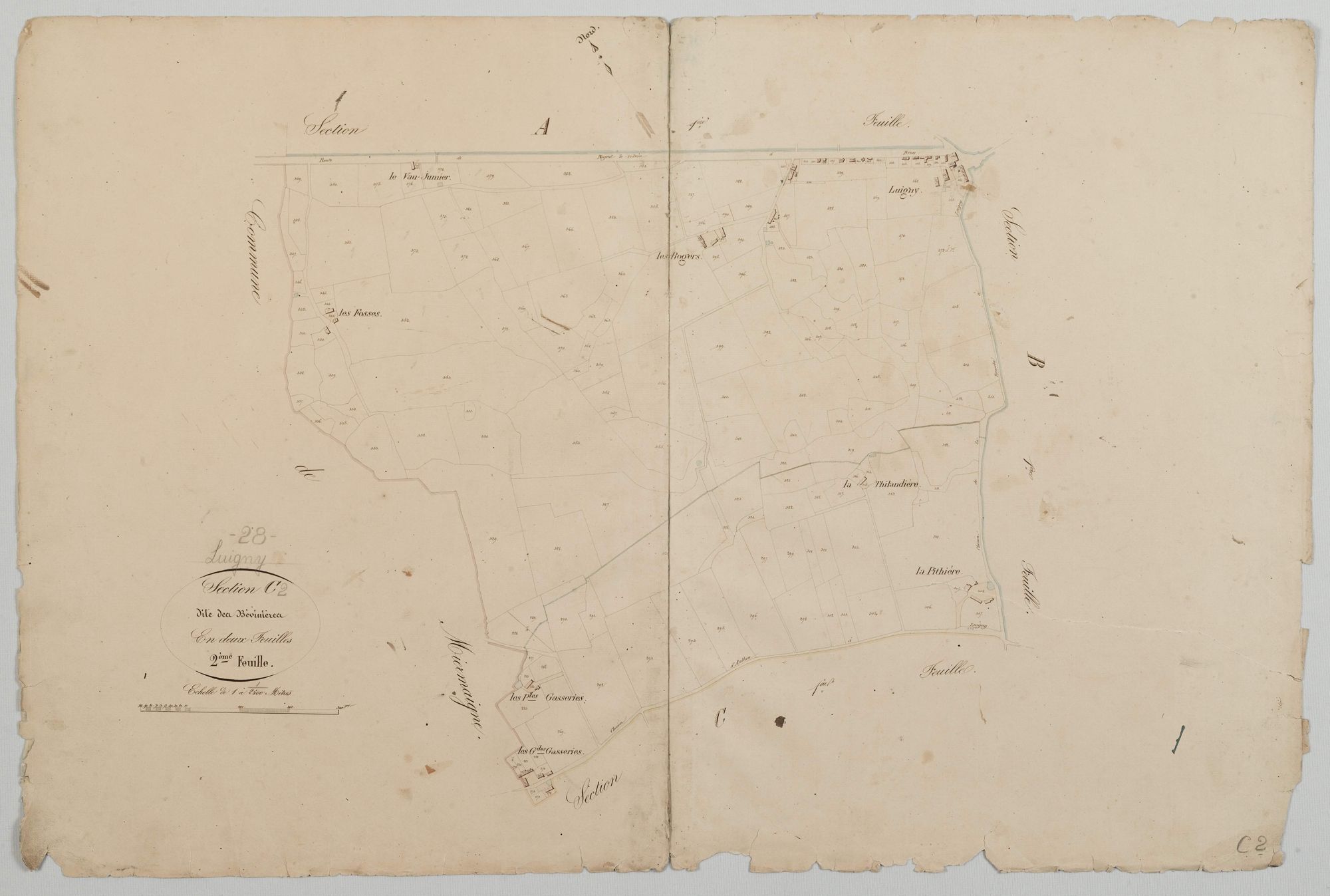 Section C, les Bévinières, feuille 2.