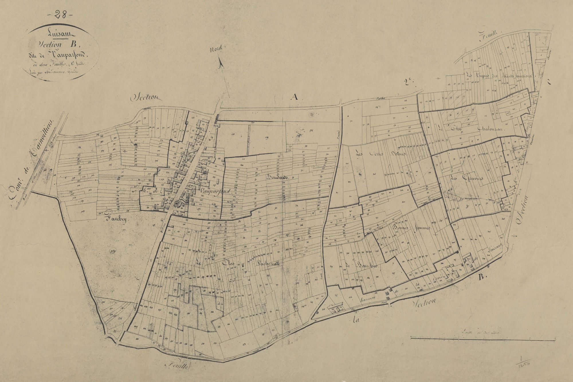 Section B, Vauparfond, feuille 1.
