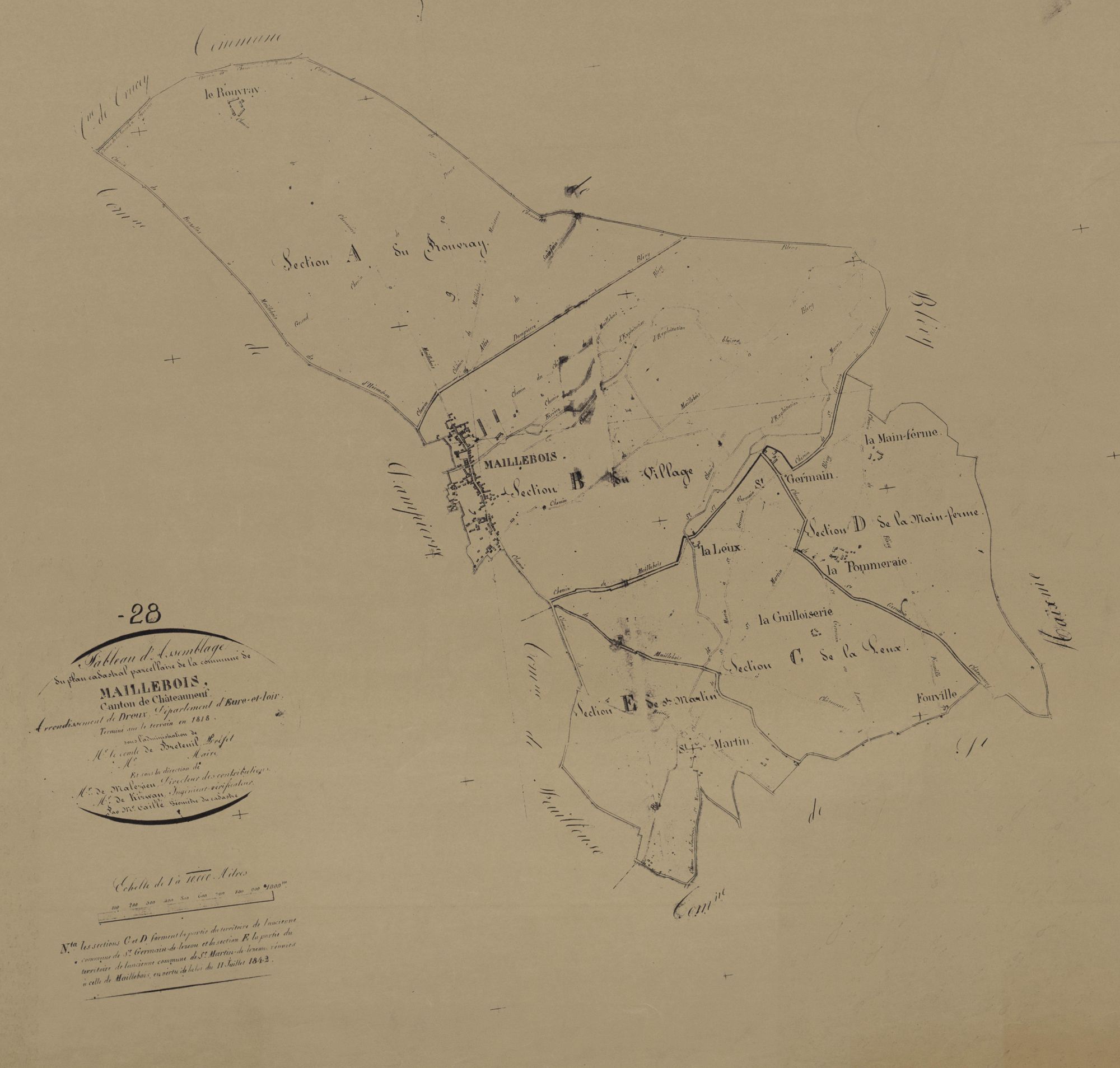 Tableau d'assemblage du plan parcellaire.