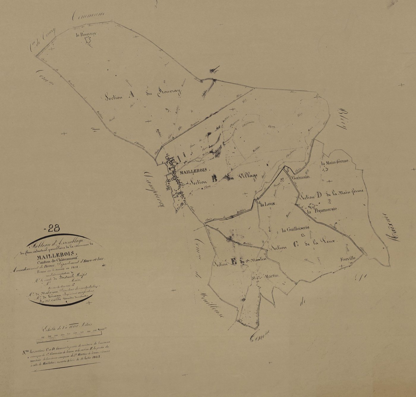 Tableau d'assemblage du plan parcellaire.