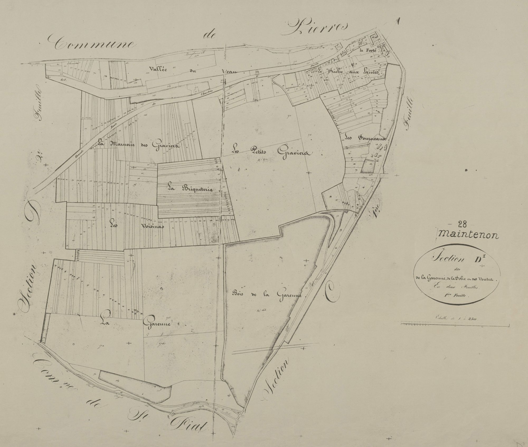Section D, la Garenne, la Folie et les Voûtes, feuille 1.