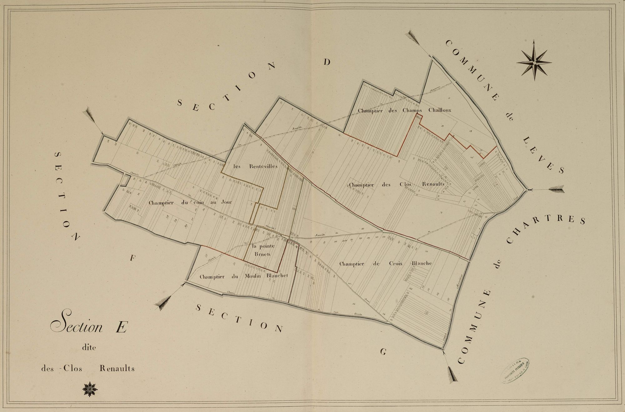 Section E, les Clos Renaults, en une feuille.