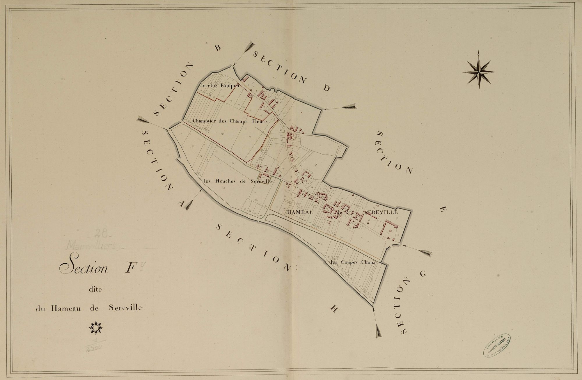 Section F, le Hameau de Sereville, en une feuille.