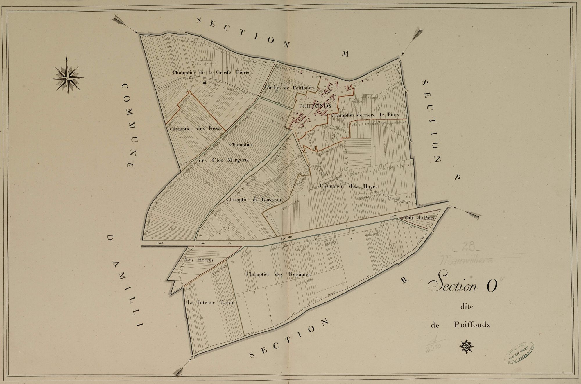 Section O, Poiffonds, en une feuille.