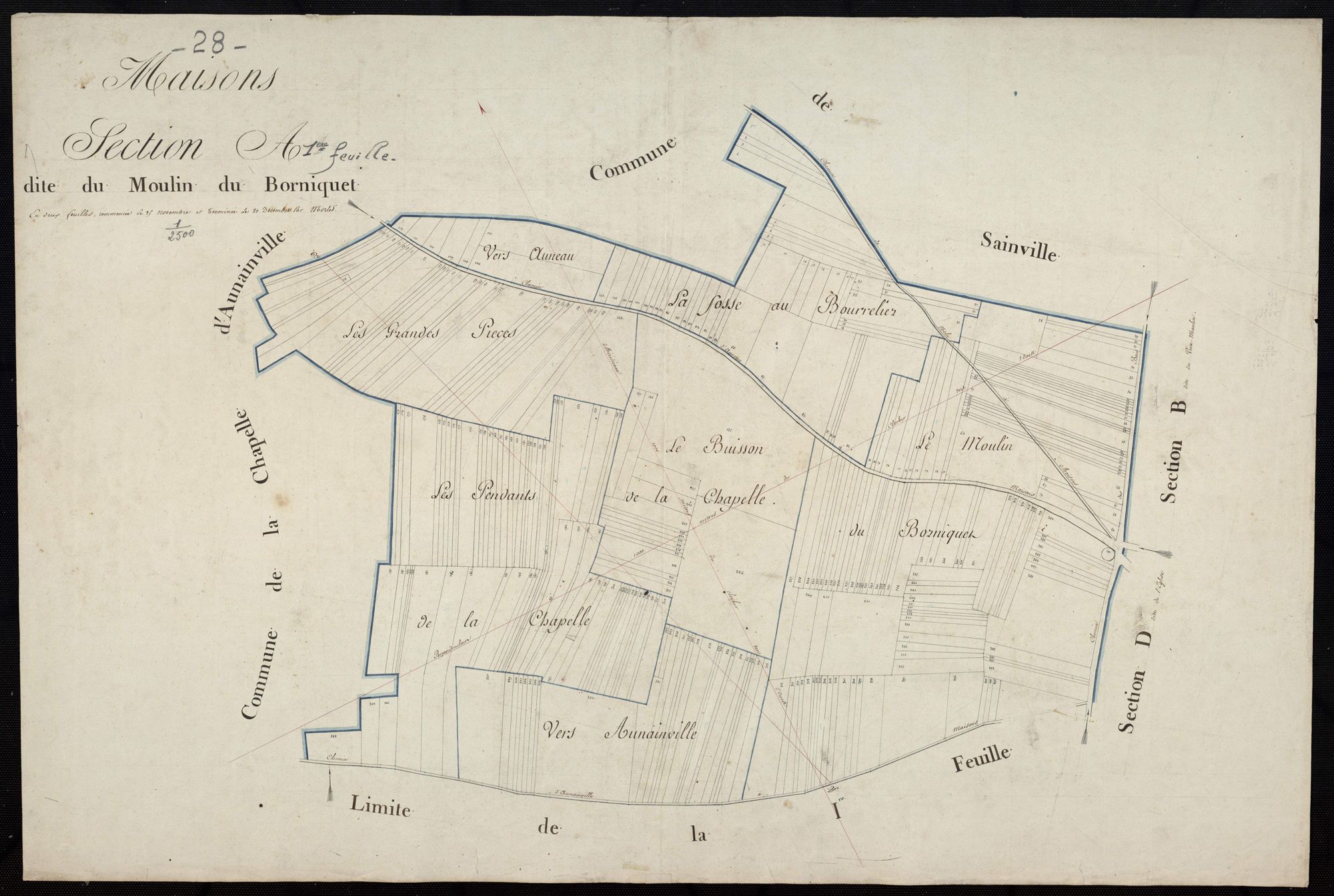 Section A, le Moulin du Borniquet, feuille 1.