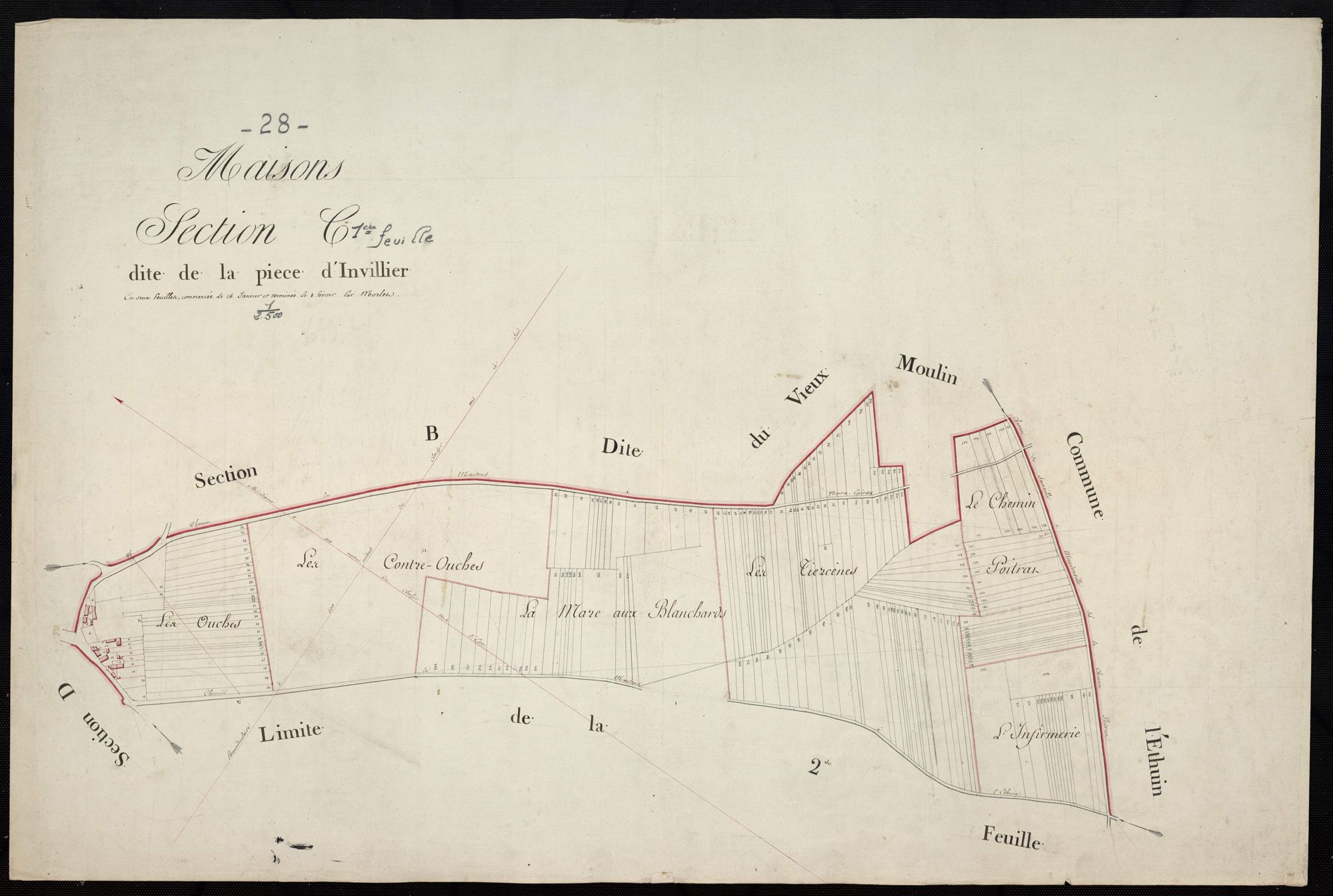 Section C, la Pièce d'Invillier, feuille 1.
