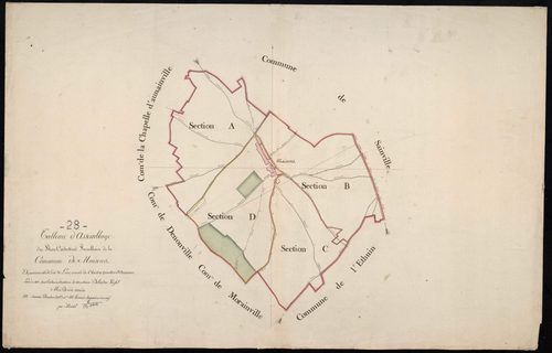Tableau d'assemblage du plan cadastral parcellaire de la commune de Maisons, Canton d'Auneau, Arrondissement de Chartres / Terminé sur le terrain en 1812 (...) par Monsieur Morlet, Géomètre.