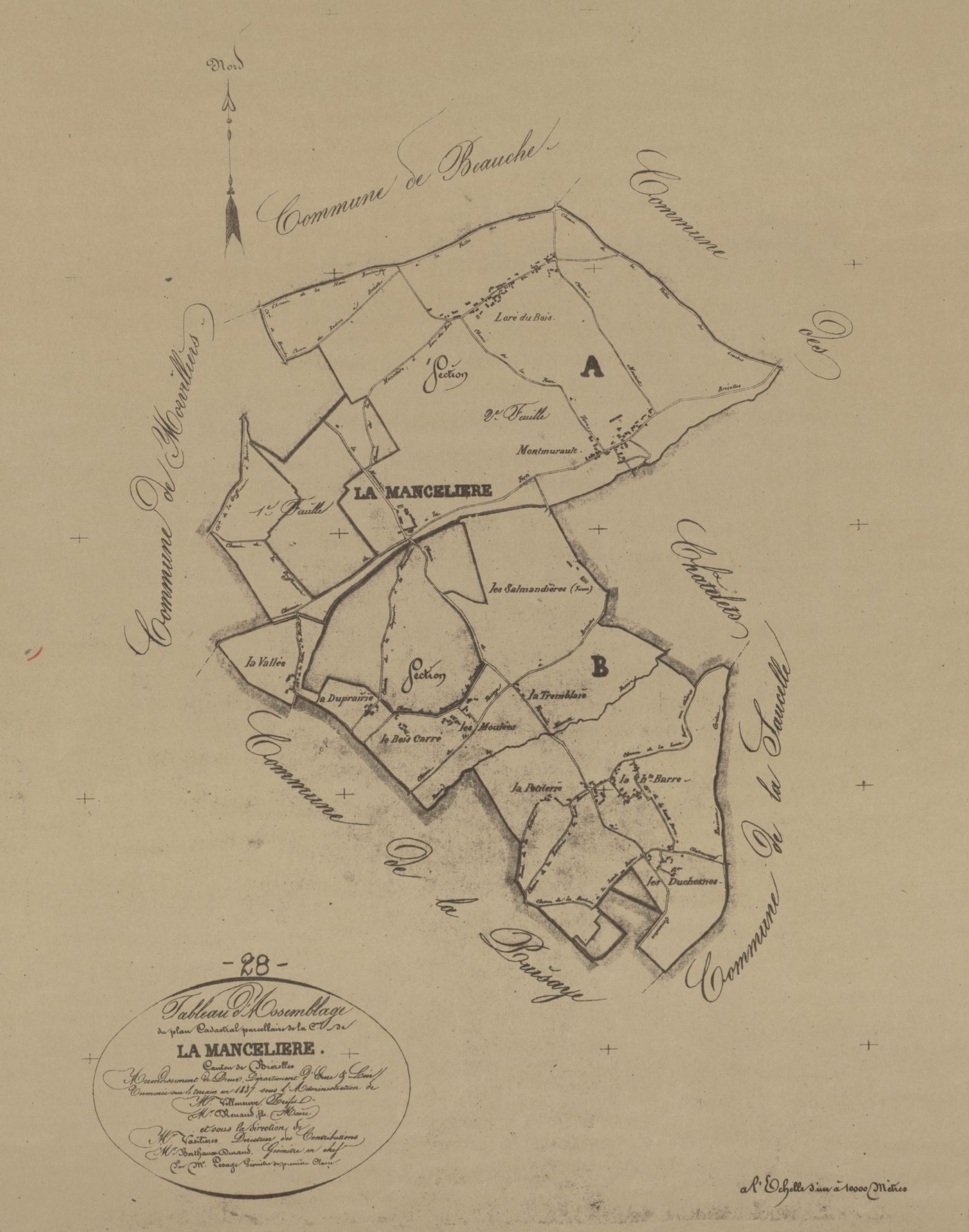 Tableau d'assemblage du plan parcellaire.