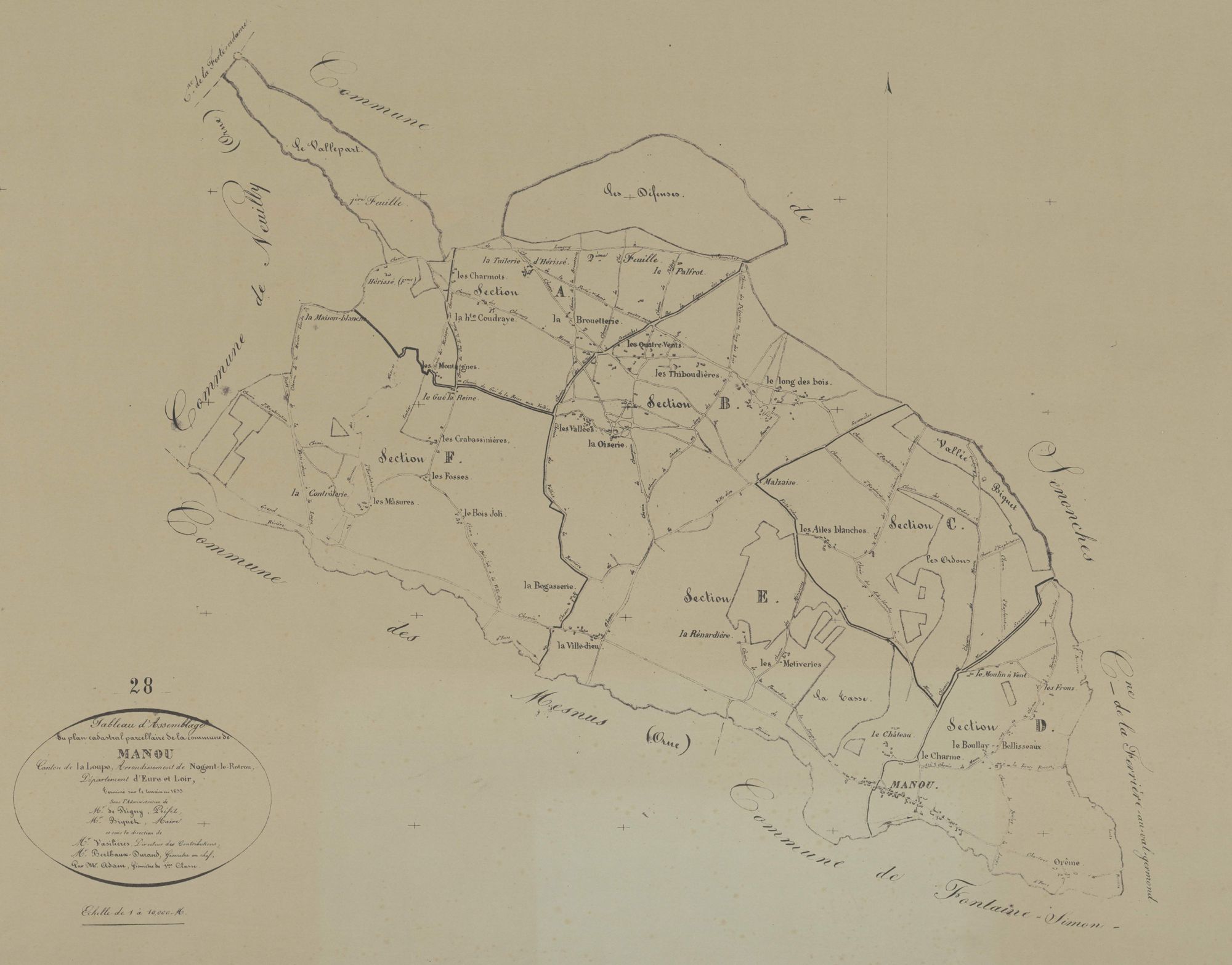 Tableau d'assemblage du plan parcellaire.
