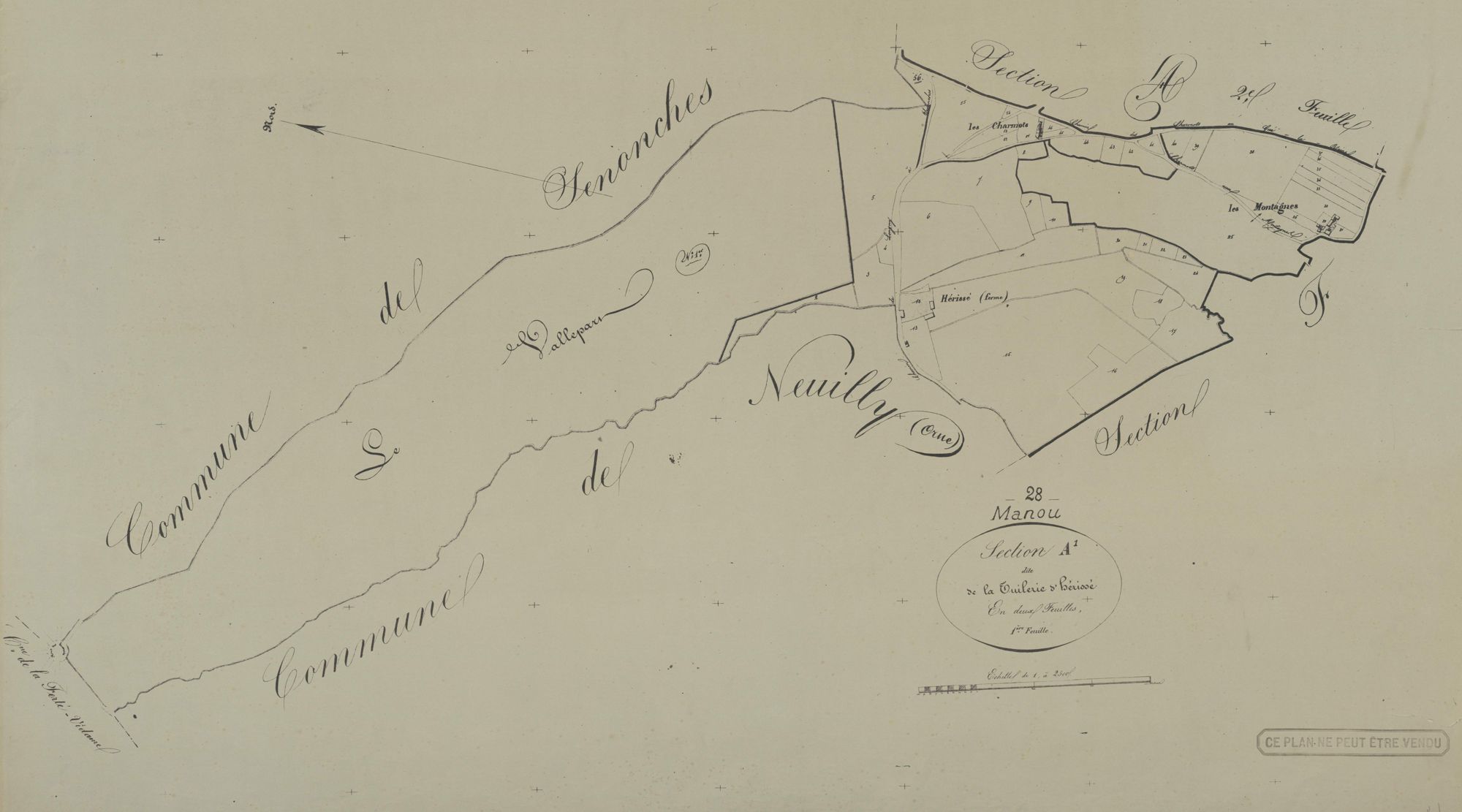 Section A, la Tuilerie d'Hérissé, feuille 1.