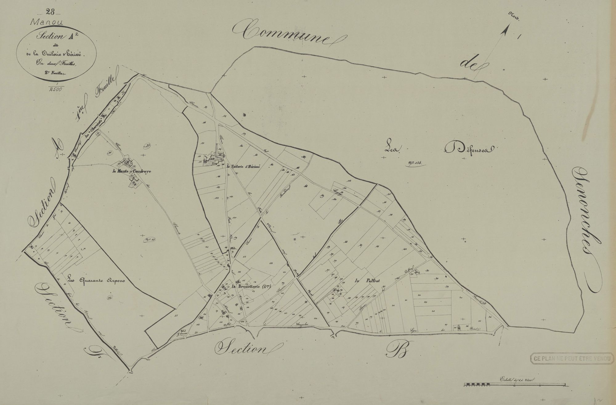Section A, la Tuilerie d'Hérissé, feuille 2.
