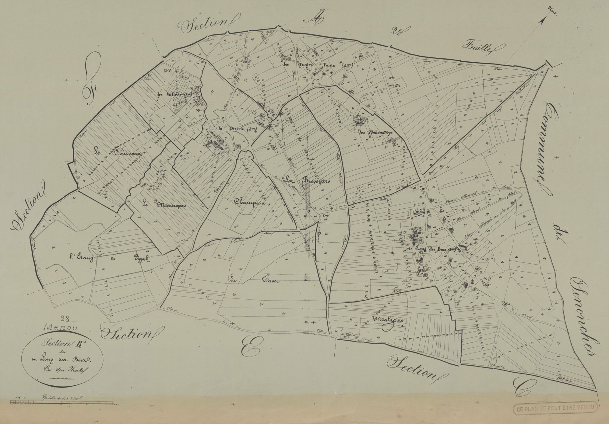 Section B, le Long des Bois, en une feuille.