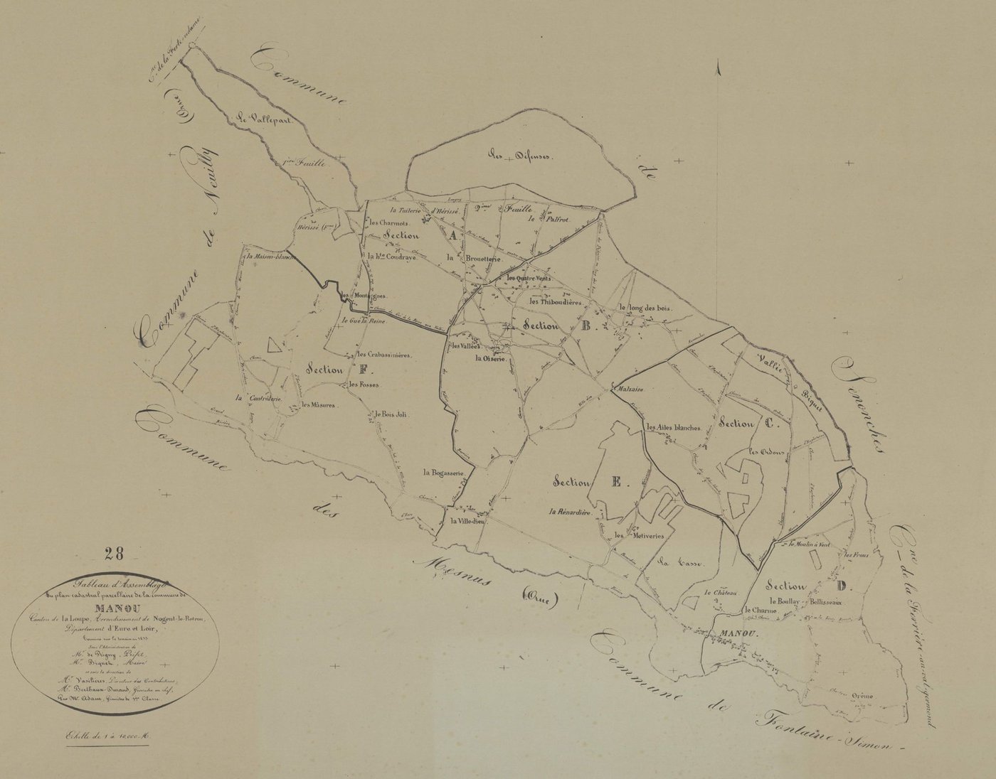 Tableau d'assemblage du plan parcellaire.