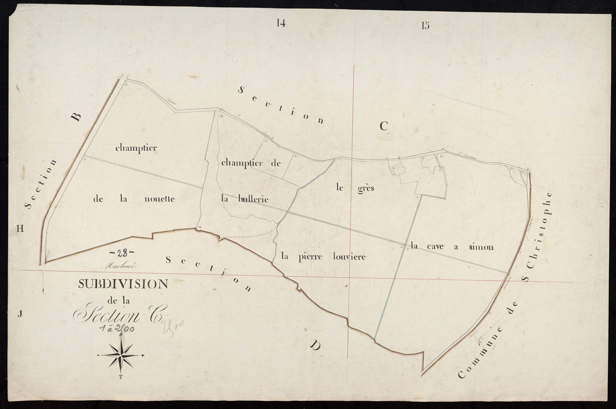 Subdivision de la section C.