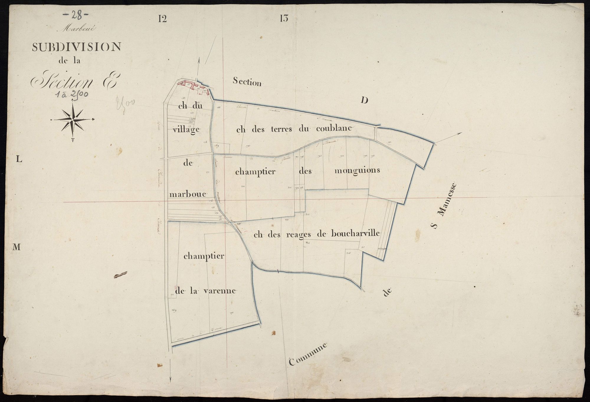 Subdivision de la section E.