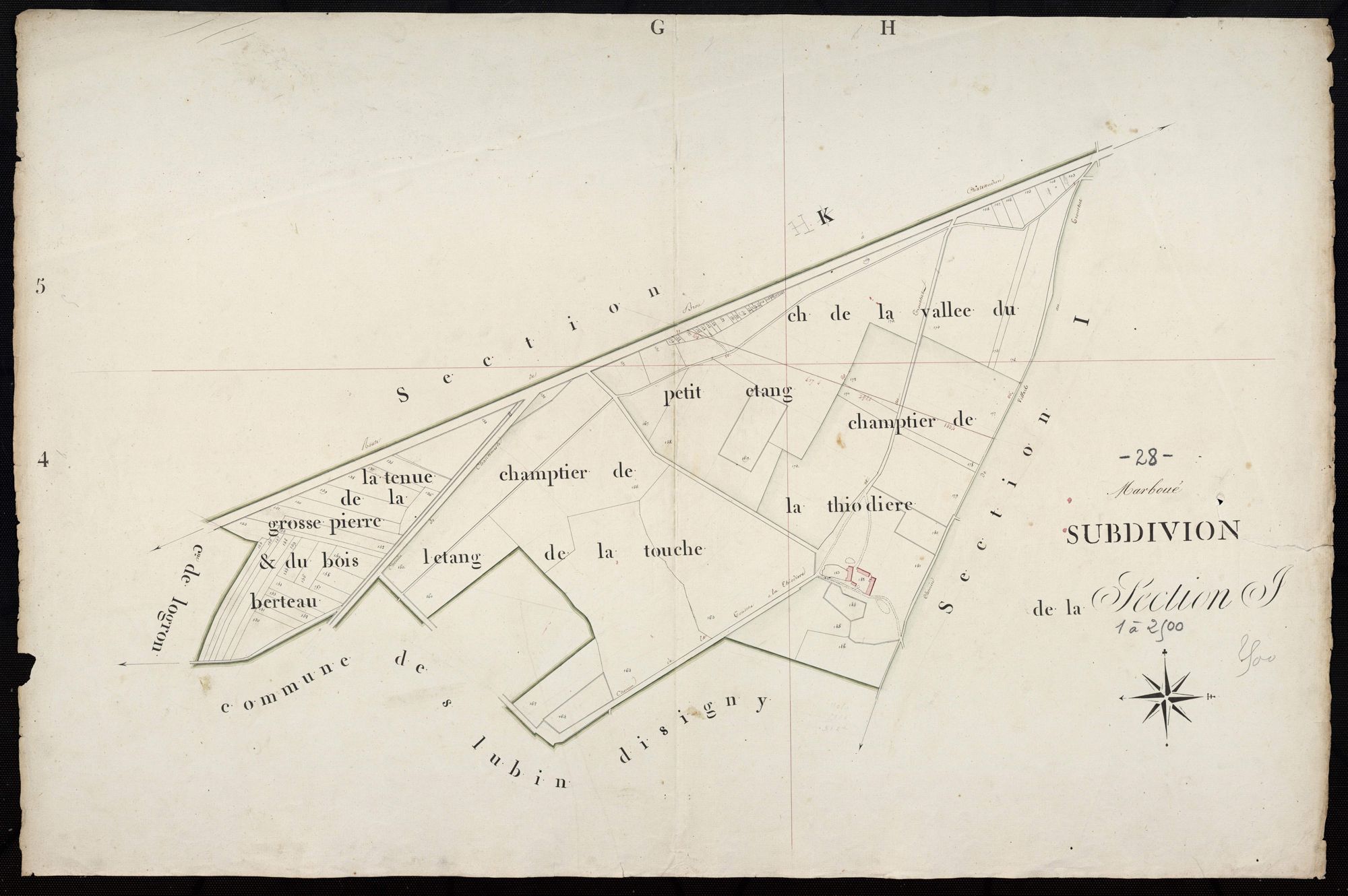 Subdivision de la section J.