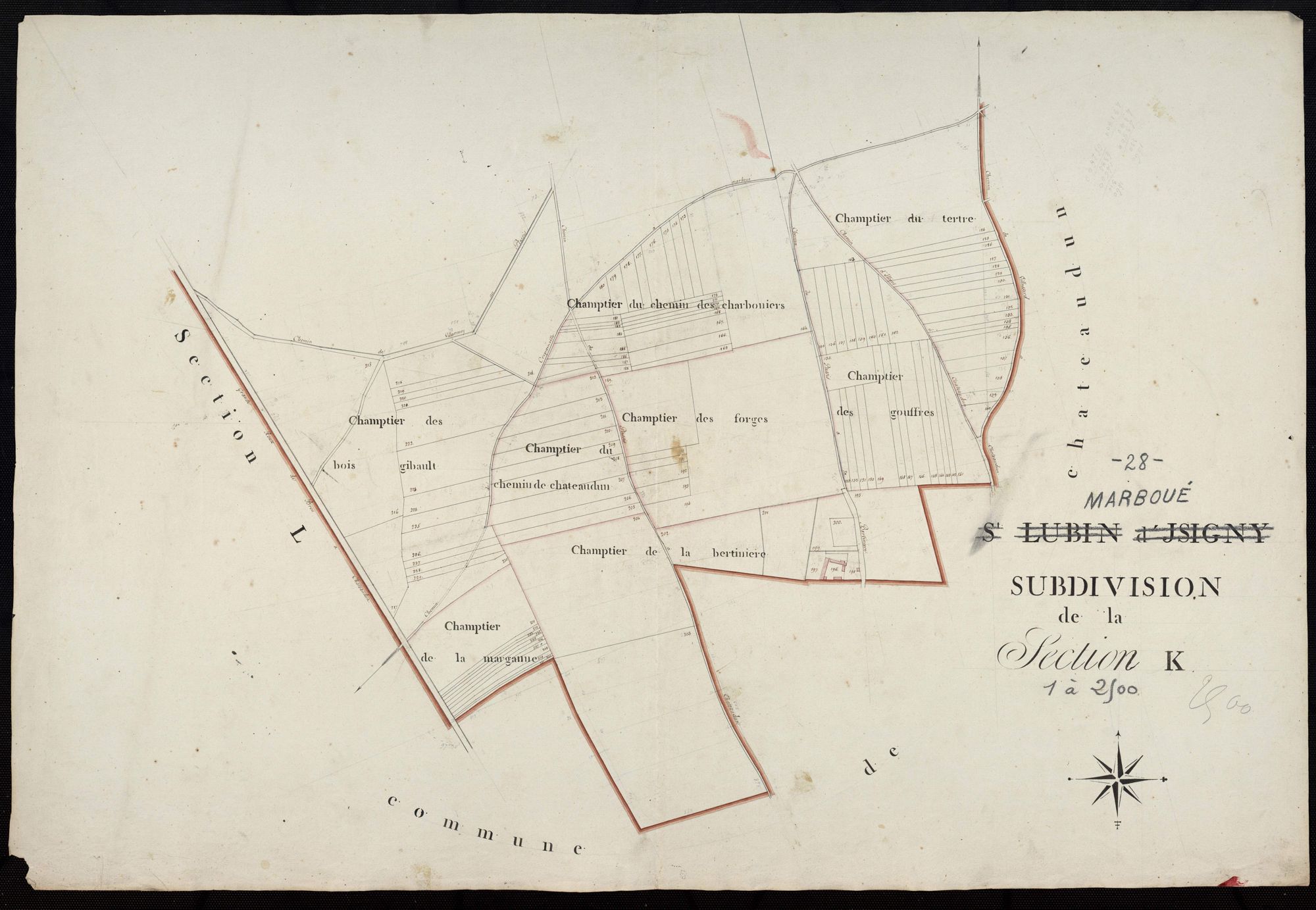 Subdivision de la section K, Saint-Lubin-d'Isigny.