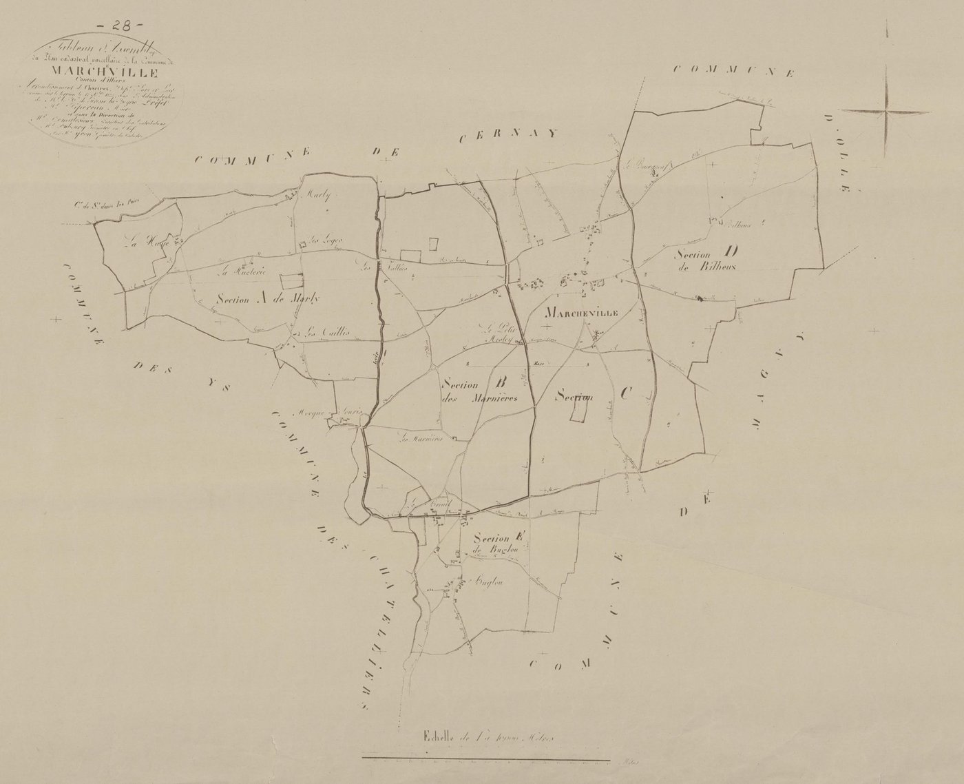 Tableau d'assemblage du plan parcellaire.