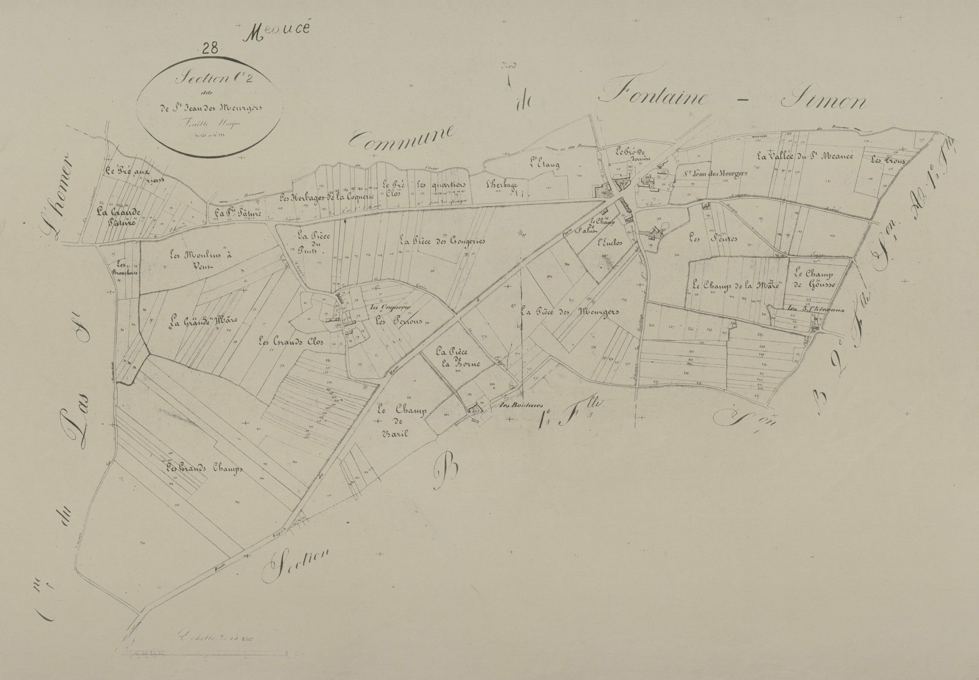 Section C, Saint-Jean-des-Meugers, feuille 2.