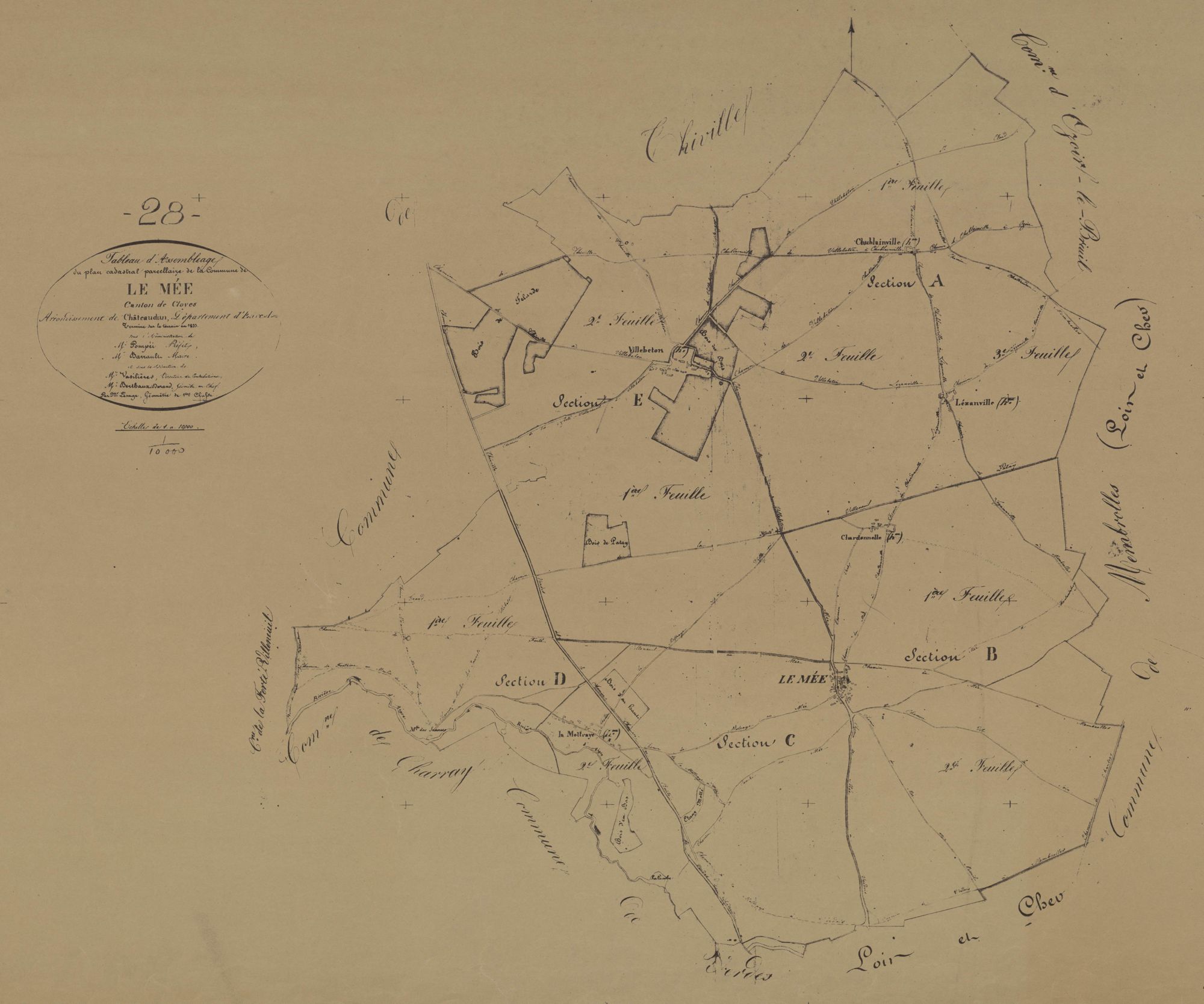 Tableau d'assemblage du plan parcellaire.